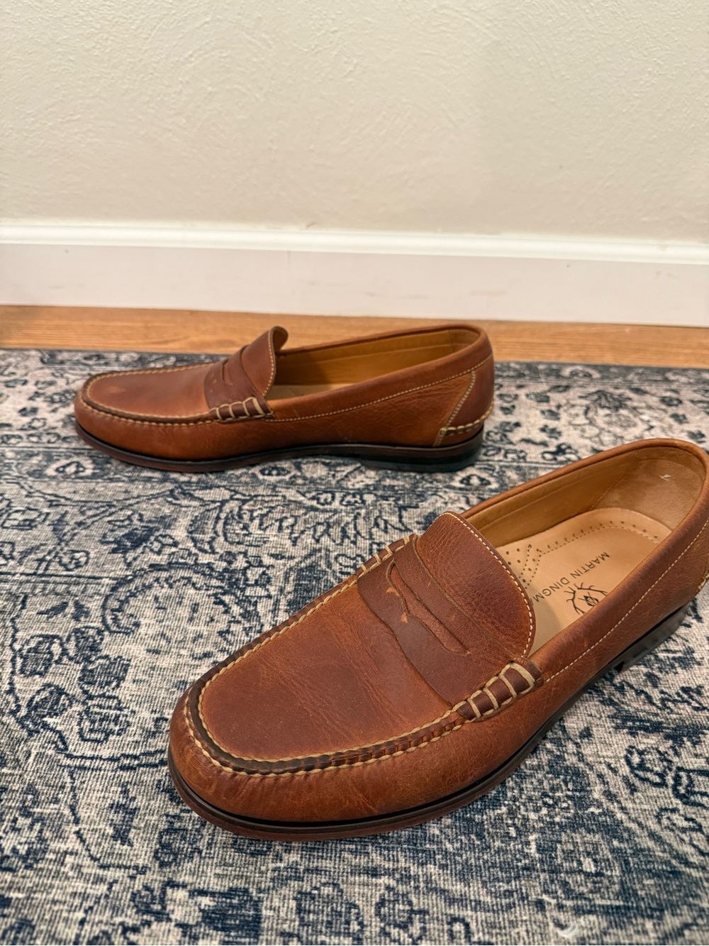 Martin Dingman Men 10 M All American Oiled Saddle Leather Penny Loafer Chestnut